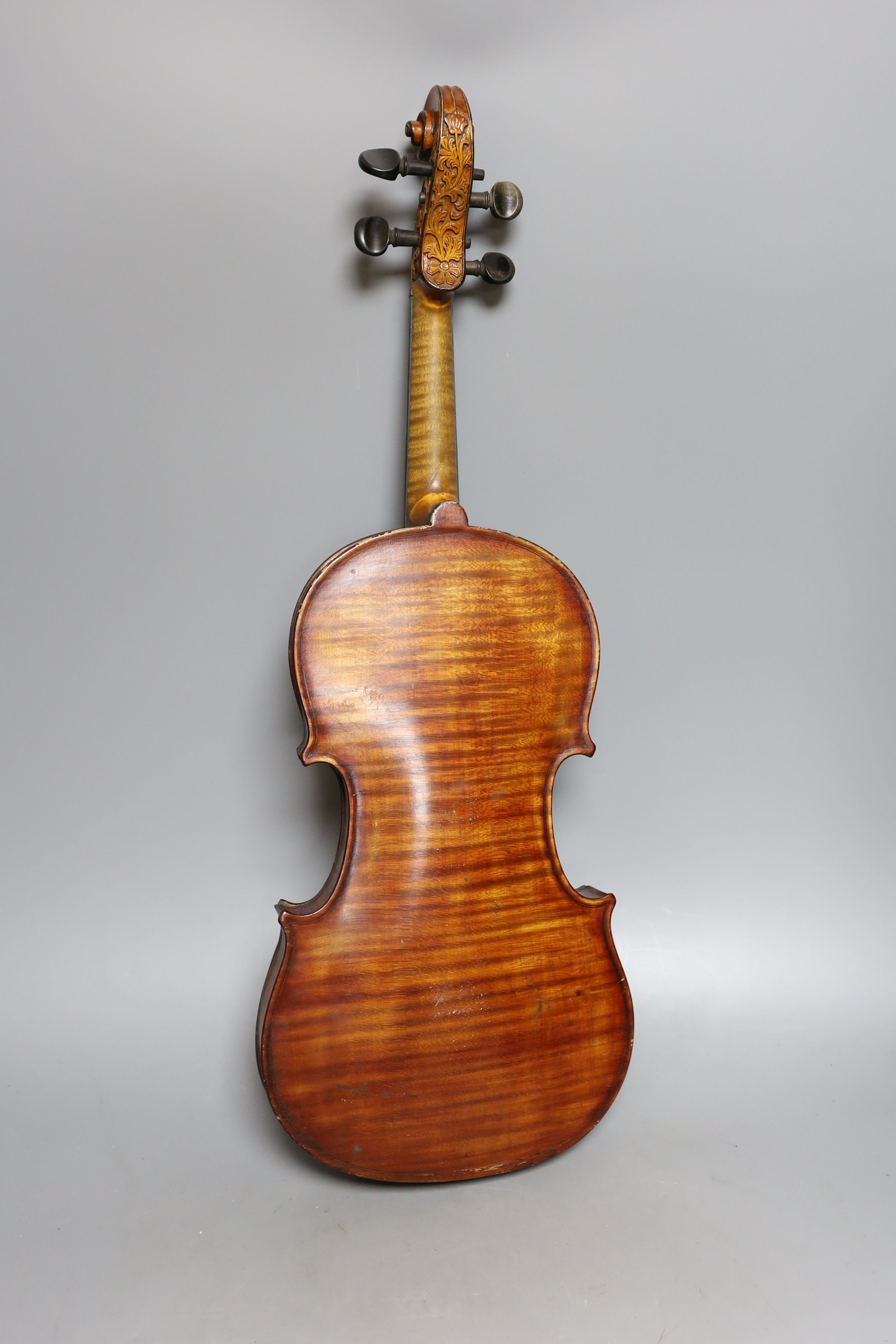 Longsons labelled violin, 60 cms long.